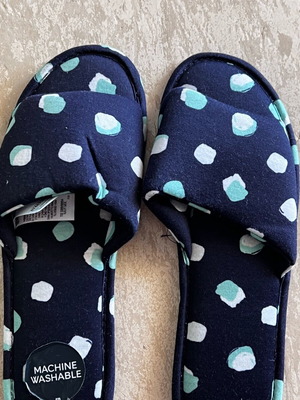 M&S slippers blue with polka dots new