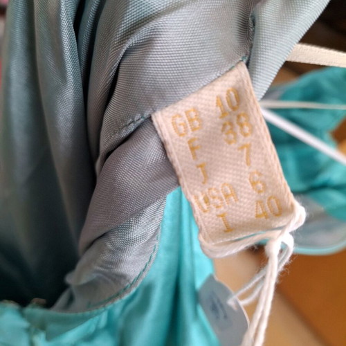 FANI Couture Blue Satin Cocktail Ruffle Dress Size S Like New
