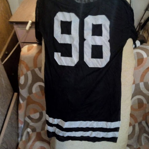 Bershka Black Sports Jersey T-Shirt Size M with Number 98 like new