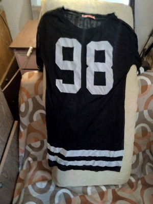 Bershka Black Sports Jersey T-Shirt Size M with Number 98 like new