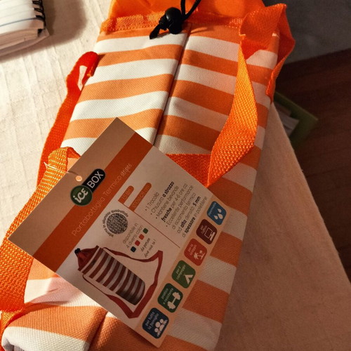 Ice Box Insulated Bottle Holder New, Orange and White