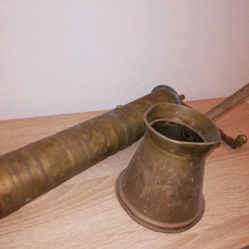 Brass set coffee grinder and cezve used