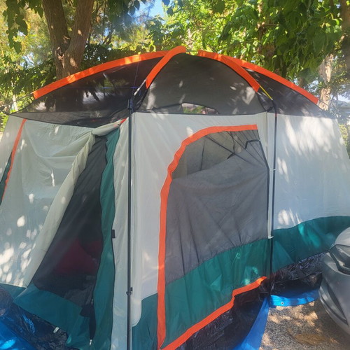 Family camping tent new, two-room with mesh windows, 4x3.05x2.1m