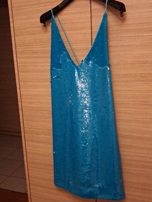 Ganni dress with paillettes new, size L 40 12, blue turquoise