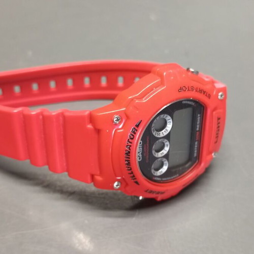 Vintage Casio Illuminator W-214HC wrist watch used, red