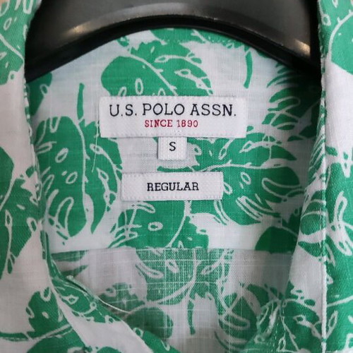 U.S. Polo Assn. short-sleeve shirt like new, white and green