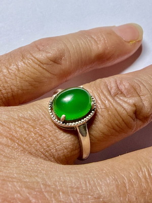 Vintage δαχτυλίδι Ασήμι 925 με μεγάλο πράσινο χαλκηδόνιο και μαρκασίτη, ρυθμιζόμενο