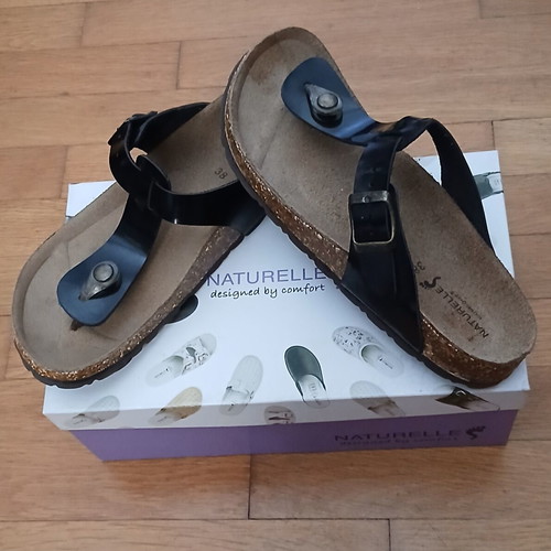 Naturelle Comfort women's sandals with cork anatomical sole size 38 used, black