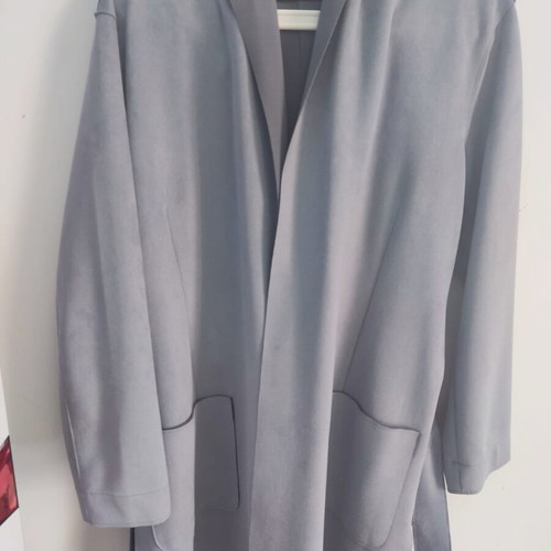 Zara women's fall trench coat suede type gray size Large new