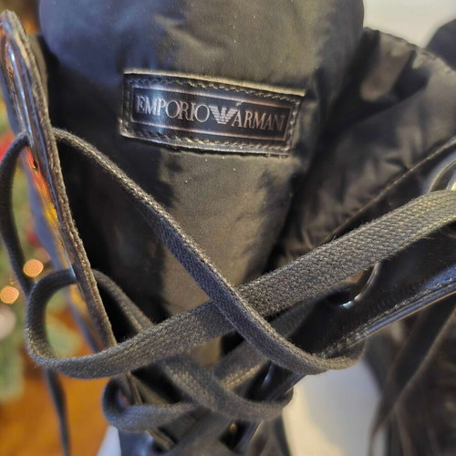 Emporio Armani Combat Boots like new, black leather, vintage style