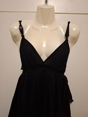 Vintage Jean Paul Gaultier Black Semi-Sheer Midi Dress used Size M