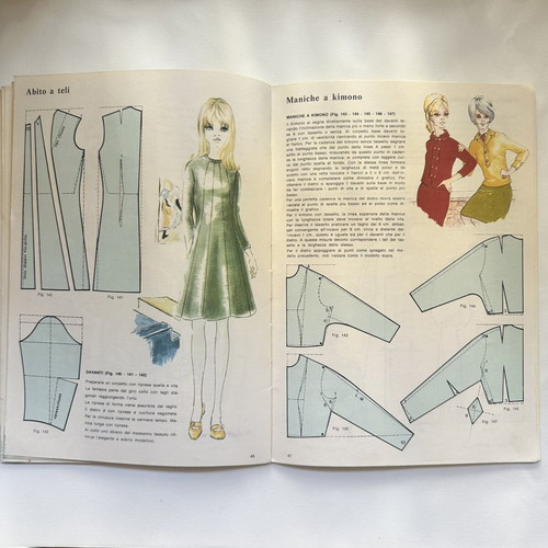 SITAM vintage sewing cutting book with Greek ruler and Thessaloniki stamp