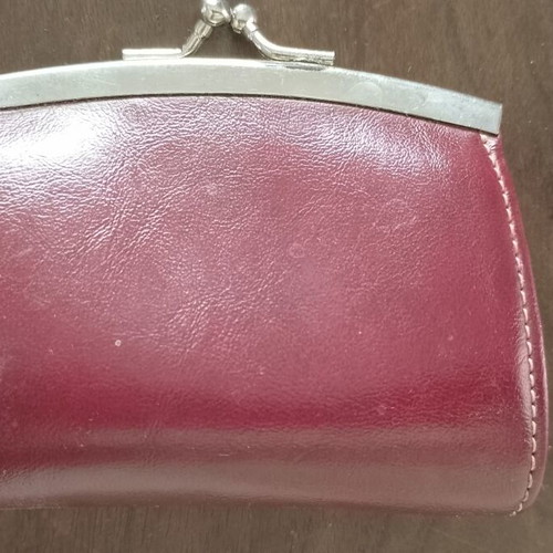 Vintage oxblood red real leather change purse