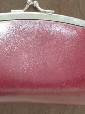Vintage oxblood red real leather change purse