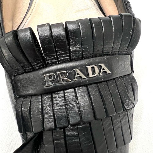 Prada leather mid heels used, size 38.5, black