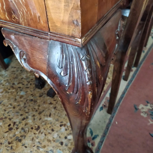 Antique solid walnut dining set with lion leg design used