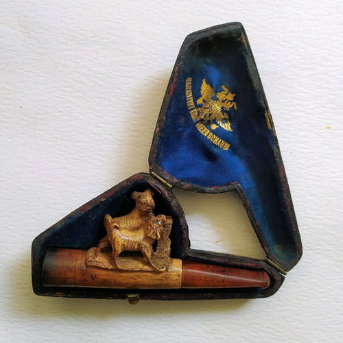 19th Century Carved Wooden Pipe Used, Riki Wood