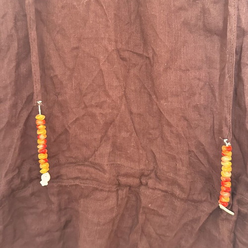 Kaftan shirt with embroidery and stones, like new, brown, size M