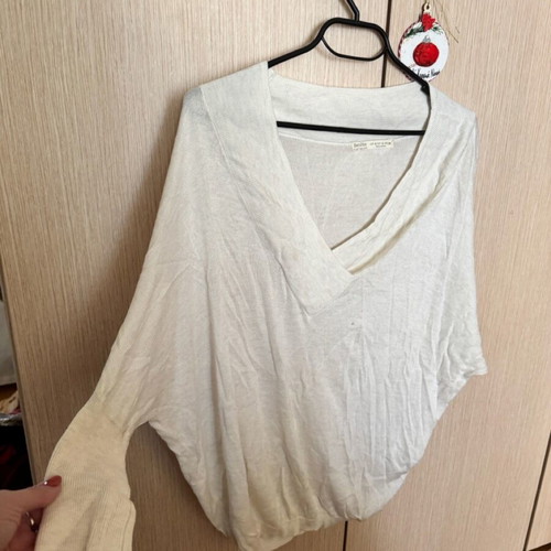 Bershka knitted blouse used, beige, size S