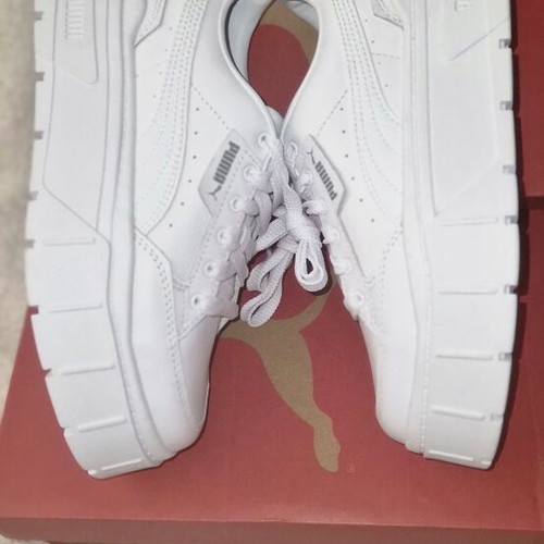 Puma Mayze Stack leather sneakers, size 38, white