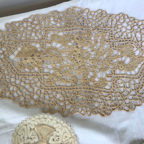 Set of handmade embroidery used, antique