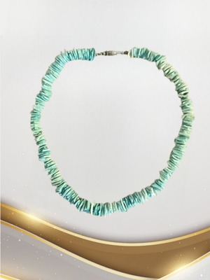 Necklace made of turquoise shells like new with silver clasp