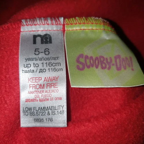 Scooby Doo children's robe used, size 5-6 years, red with hood