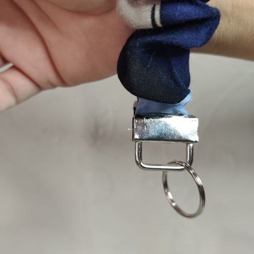 Handmade scrunchie-style keychain with ring