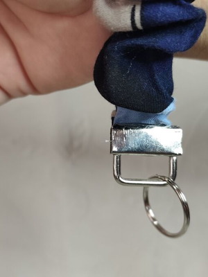 Handmade scrunchie-style keychain with ring