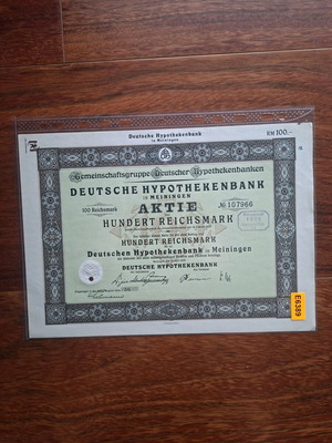 Deutsche Hypothekenbank collectible stock 1925 new 100 Reichsmark