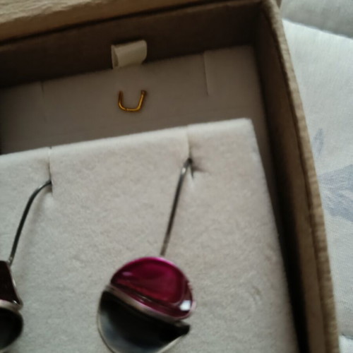 Handmade earrings new, pink and gray