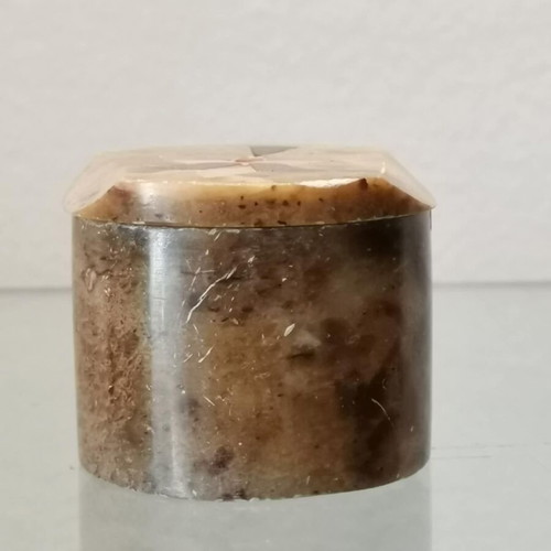 Small marble box used with inlaid anthemion and mother of pearl