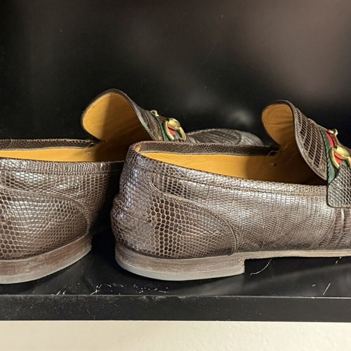 Gucci Lizard Horsebit brown loafers