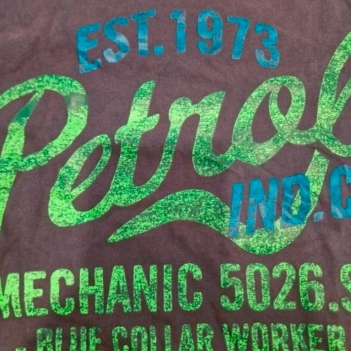 Petrol Industries men's T-shirt size S, dark charcoal with blue-green logo