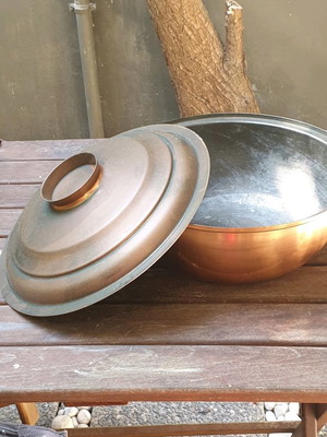 Copper pot used, tinned