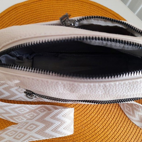 Beige crossbody bag new, artificial leather with multiple pockets