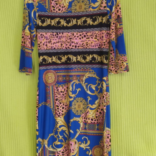 Morgan dress with baroque animal print in blue and pink, like new
