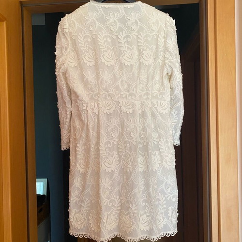 Zara lace coat white like new, cotton lace knee length