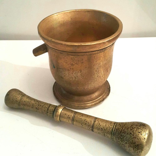 Vintage brass mortar used
