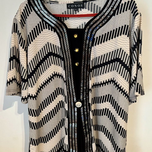 Vintage Conos geometric blouse with sequins like new, size XL
