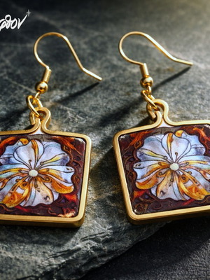 Flos handmade earrings new with flower design