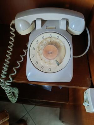 Old telephone with dial used