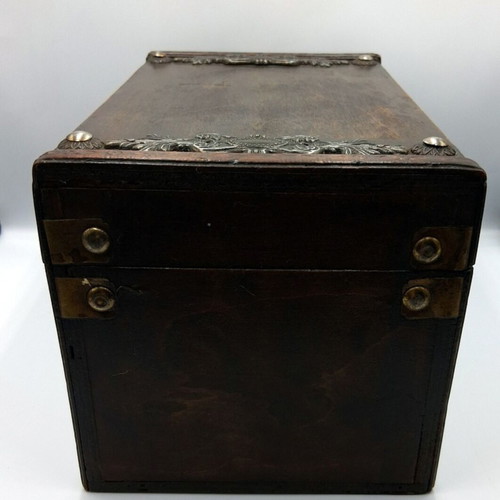 Vintage wooden box with decorative elements like new