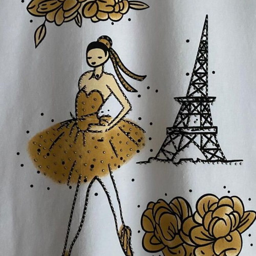 Evis women's T-shirt S/M with Paris ballerina design, like new