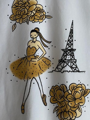 Evis women's T-shirt S/M with Paris ballerina design, like new