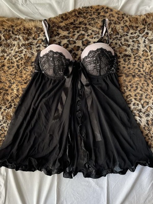 Babydoll transparent black with lace details C cup used