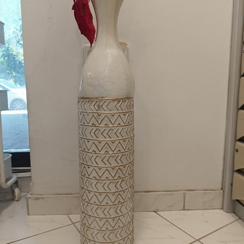 Decorative metal floor vase 80cm with fake flowers gift