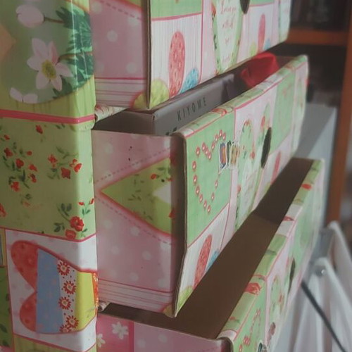 Document storage box used with 3 drawers made of hard cardboard