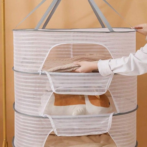 Multilayer drying rack with 3 baskets and insect net