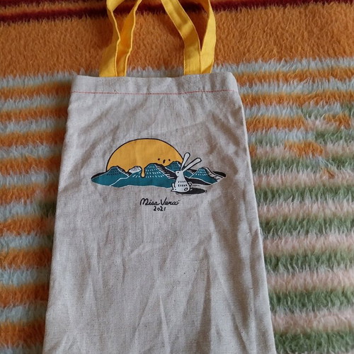Tote bag Sunny Hills Moon new, beige canvas with long handles